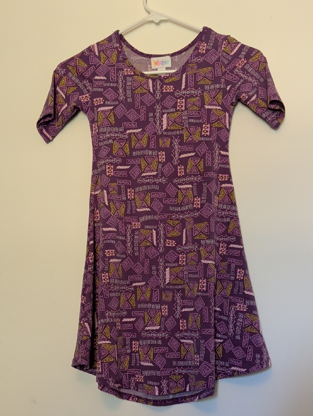 LuLaRoe Purple Geometric Print Girls Dress